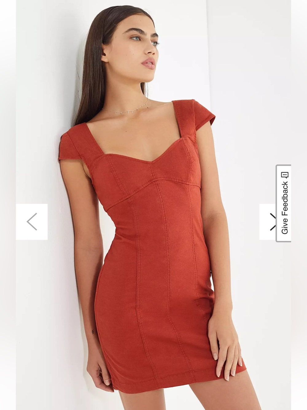 Urban Outfitters Rust Cap-Sleeve Sweetheart Mini Dress